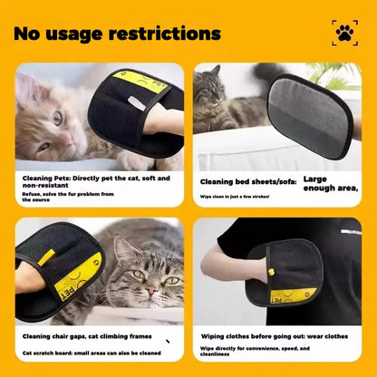 Electrostatic Pet Hair Remover Gloves with Adjustable Wrist Strap - Breathable, Reusable, Skin-Safe Grooming Tool for Effortless Hair Removal on Sofas, Clothing, Bedding, and Curtains