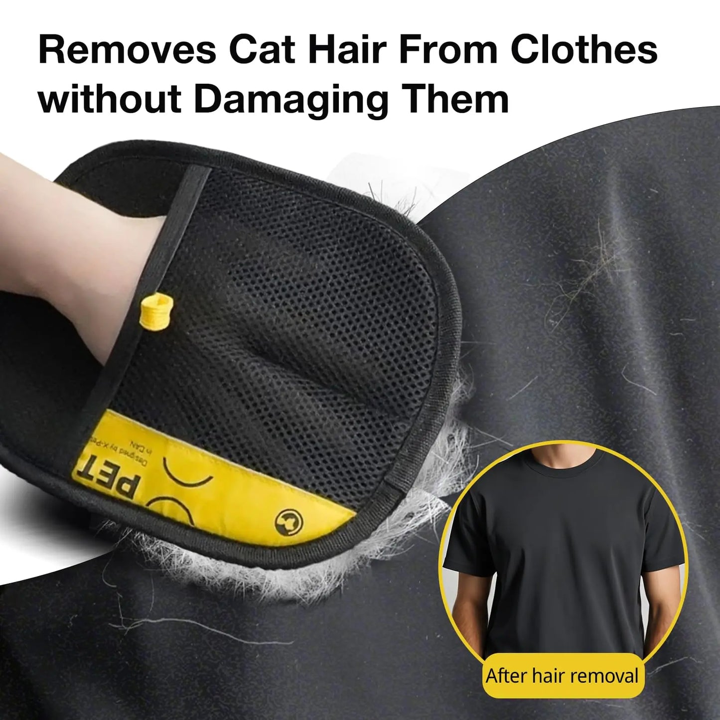 Electrostatic Pet Hair Remover Gloves with Adjustable Wrist Strap - Breathable, Reusable, Skin-Safe Grooming Tool for Effortless Hair Removal on Sofas, Clothing, Bedding, and Curtains