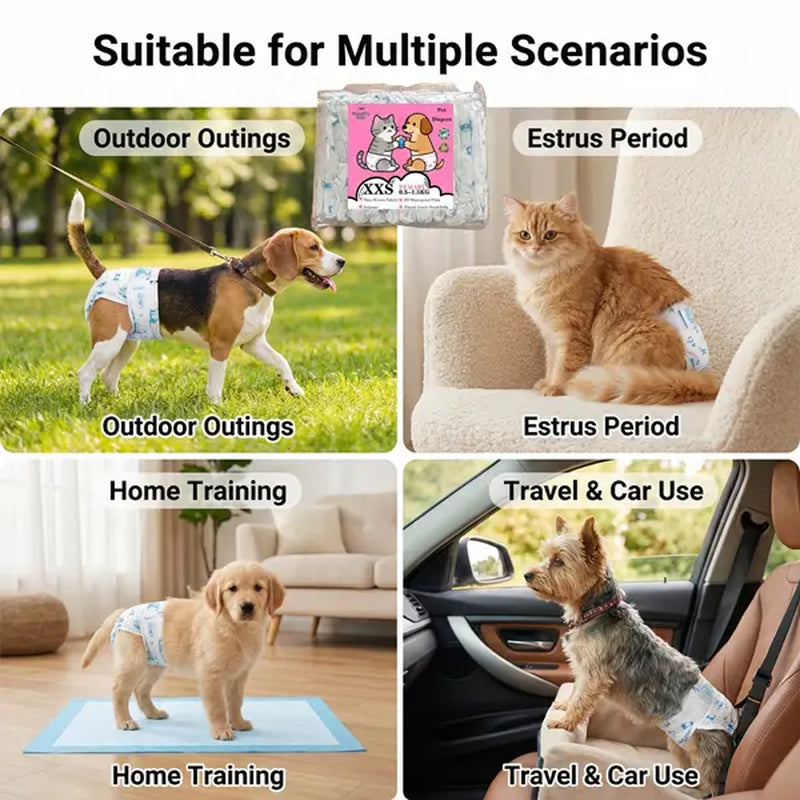Pet Paper Diaper Pad Protector for Cats and Dogs - 12-Pack, Breathable and Splash-Proof