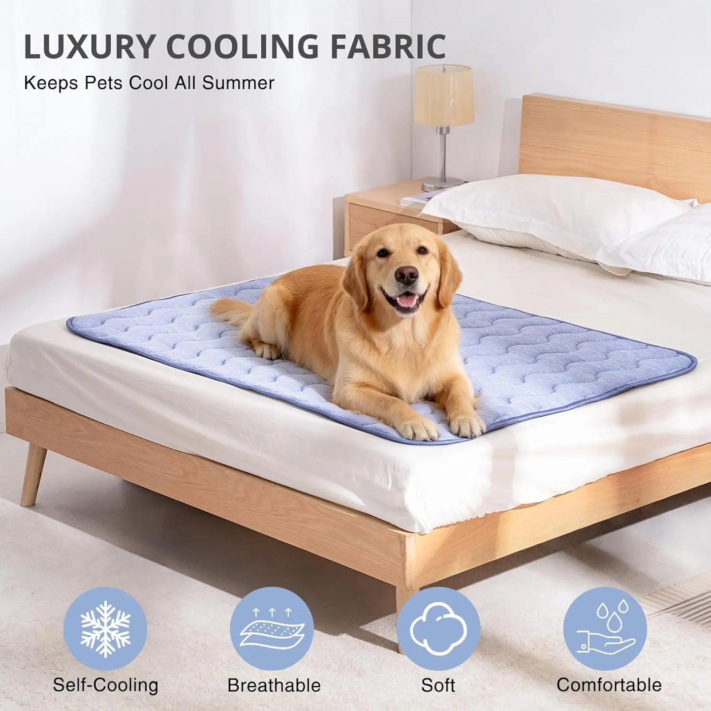 Cooling Mat for Dogs – Q-MAX>0.45 Washable Pet Cooling Pad, No Gel, No Electric, Non-Slip Summer Crate Bed for Large Dogs