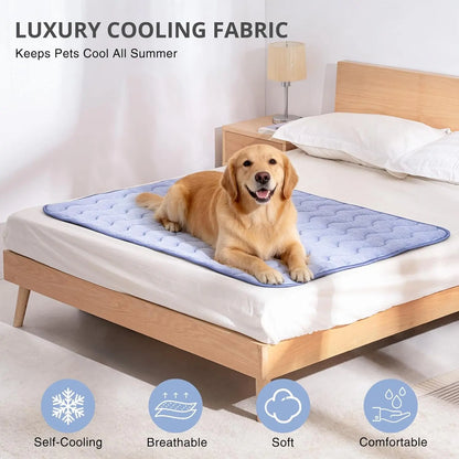 Cooling Mat for Dogs – Q-MAX>0.45 Washable Pet Cooling Pad, No Gel, No Electric, Non-Slip Summer Crate Bed for Large Dogs