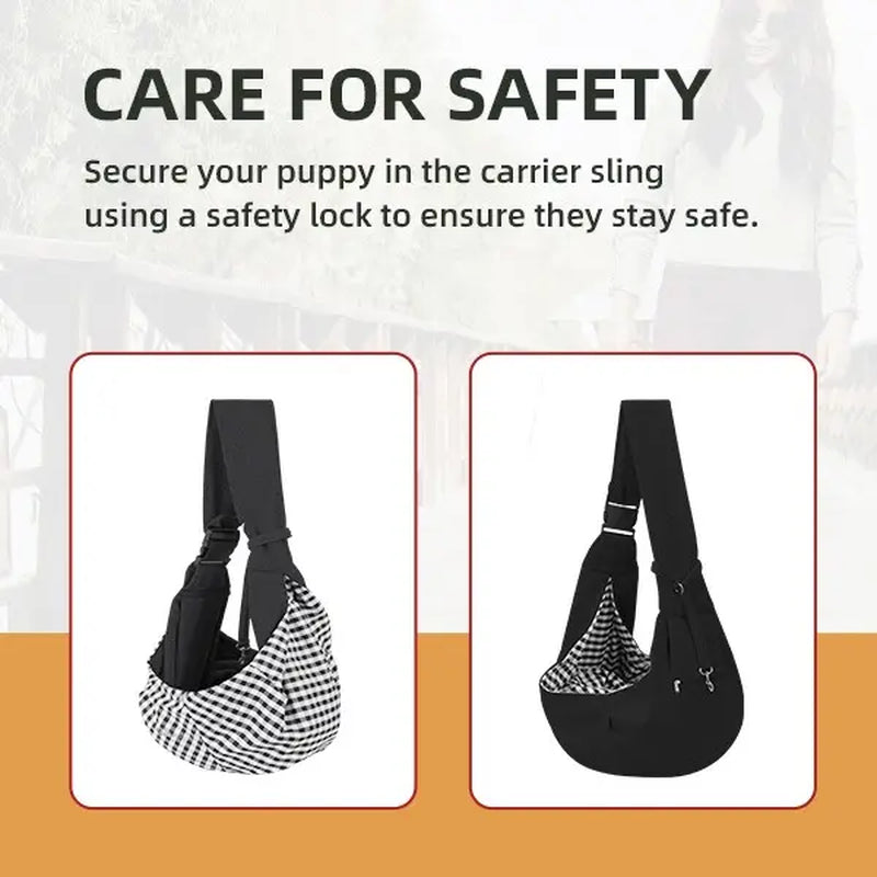 Small & Medium Pet Dog Carrier Sling Cat Bag- Reversible Puppy Carrier Purse with Storage Pocket, Hand-Free Dog Sling Carrier for Carry Small Dogs and Cats, Travel Safety Harness, Dog and Cat Harness Latest for Daily Pet Travel