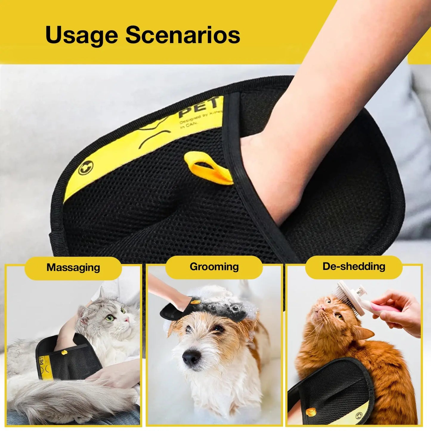 Electrostatic Pet Hair Remover Gloves with Adjustable Wrist Strap - Breathable, Reusable, Skin-Safe Grooming Tool for Effortless Hair Removal on Sofas, Clothing, Bedding, and Curtains